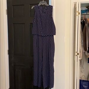 Jcrew silk polka dot jumpsuit